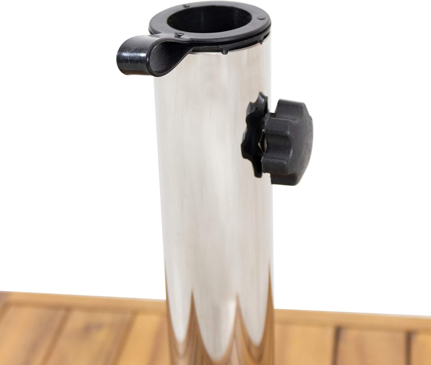 Christopher Knight Home Ralph Outdoor 49lb Square Umbrella Base - Acacia Wood and Stainless Steel - Teak