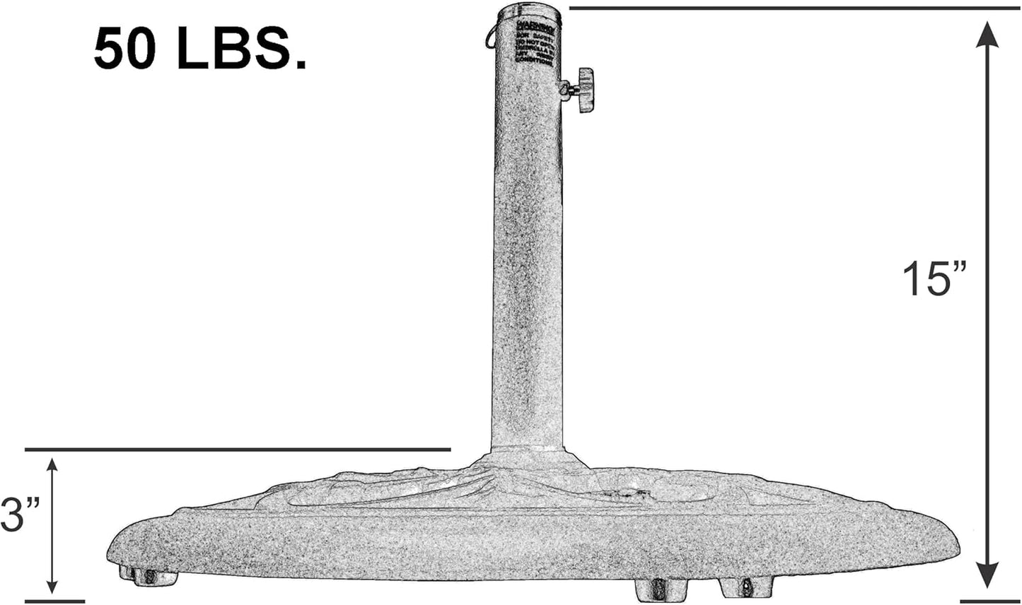 Umbrella Base Cast Iron with Black Powder Coating Weight 50 lbs