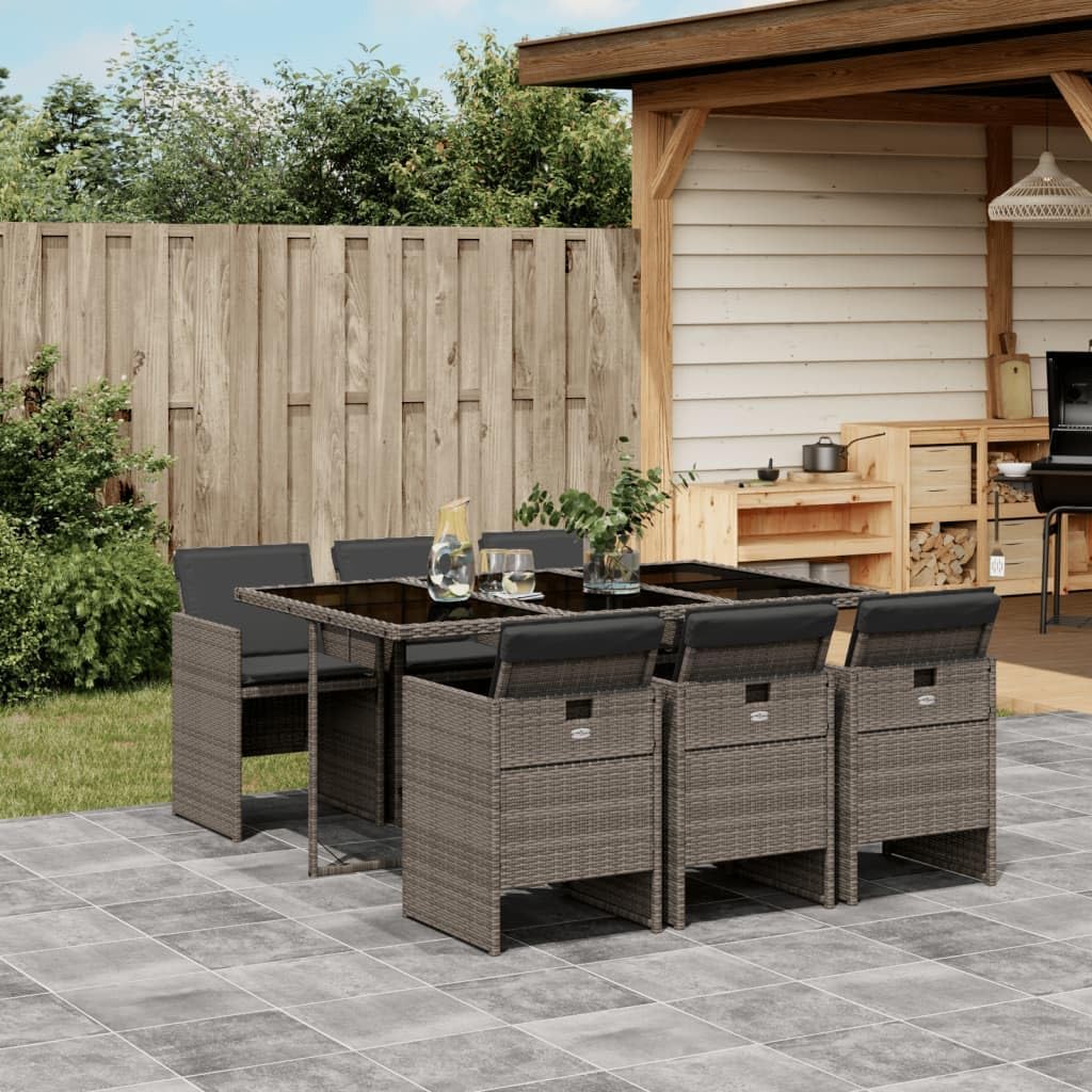 Patio Dining Set Set of 6 Beige PE Rattan 6-Seater Foldable Outdoor Furniture Patio Furniture for Terrace Outdoor