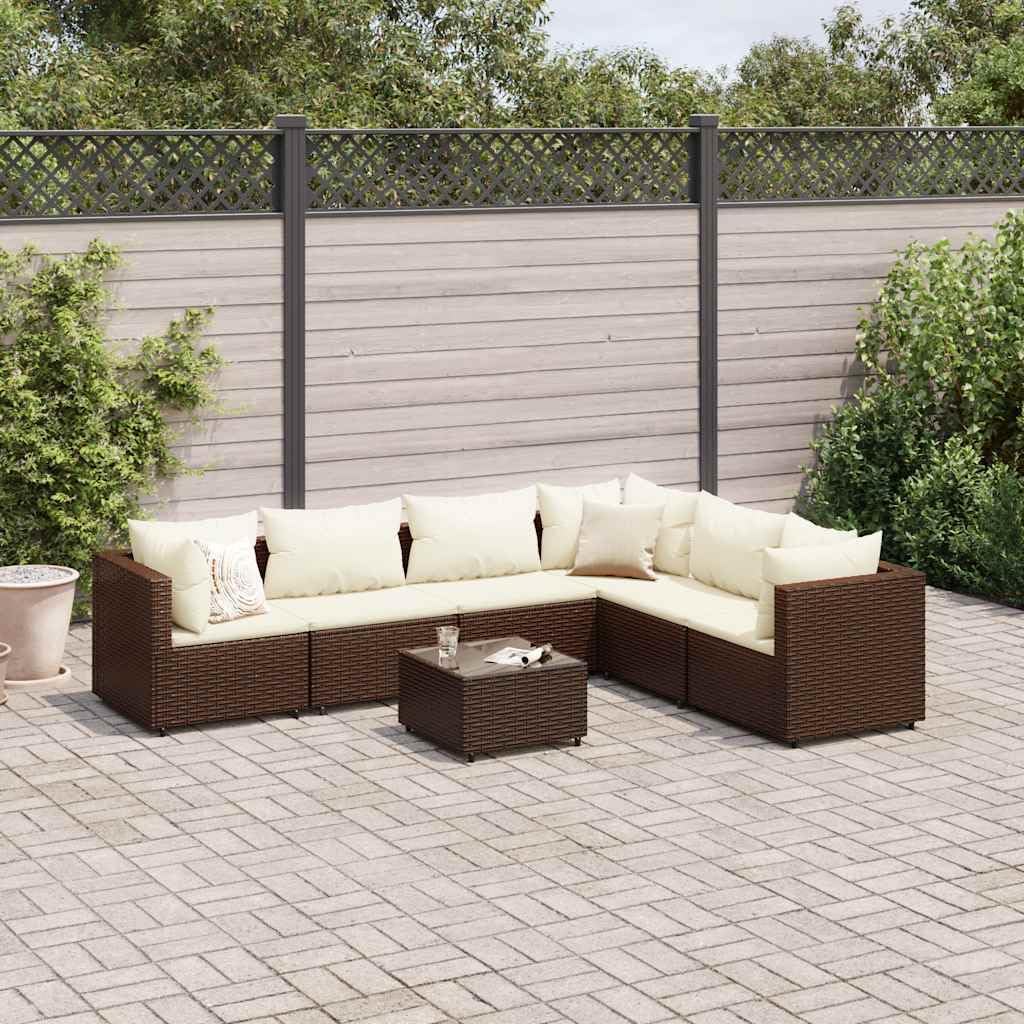 Patio Lounge Set Modern Outdoor Furniture PE Rattan with Green Cushions UV Resistant for Garden Balcony Terrace 6-Seater