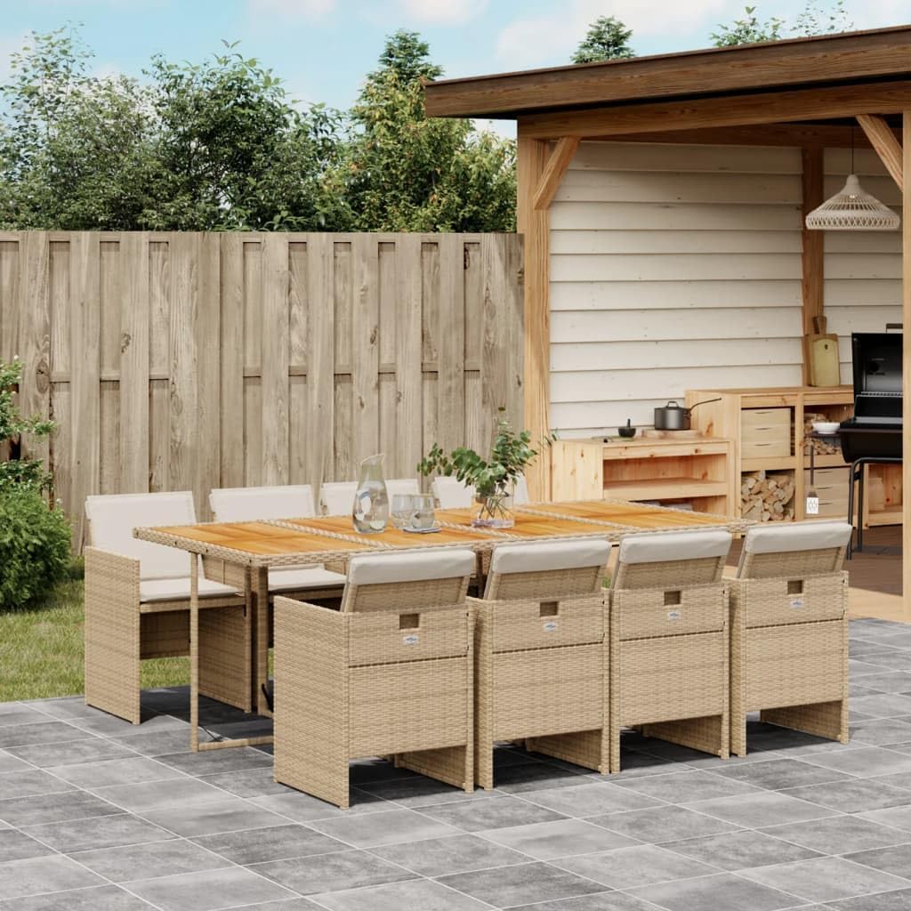 Patio Dining Set Set of 6 Beige PE Rattan 6-Seater Foldable Outdoor Furniture Patio Furniture for Terrace Outdoor