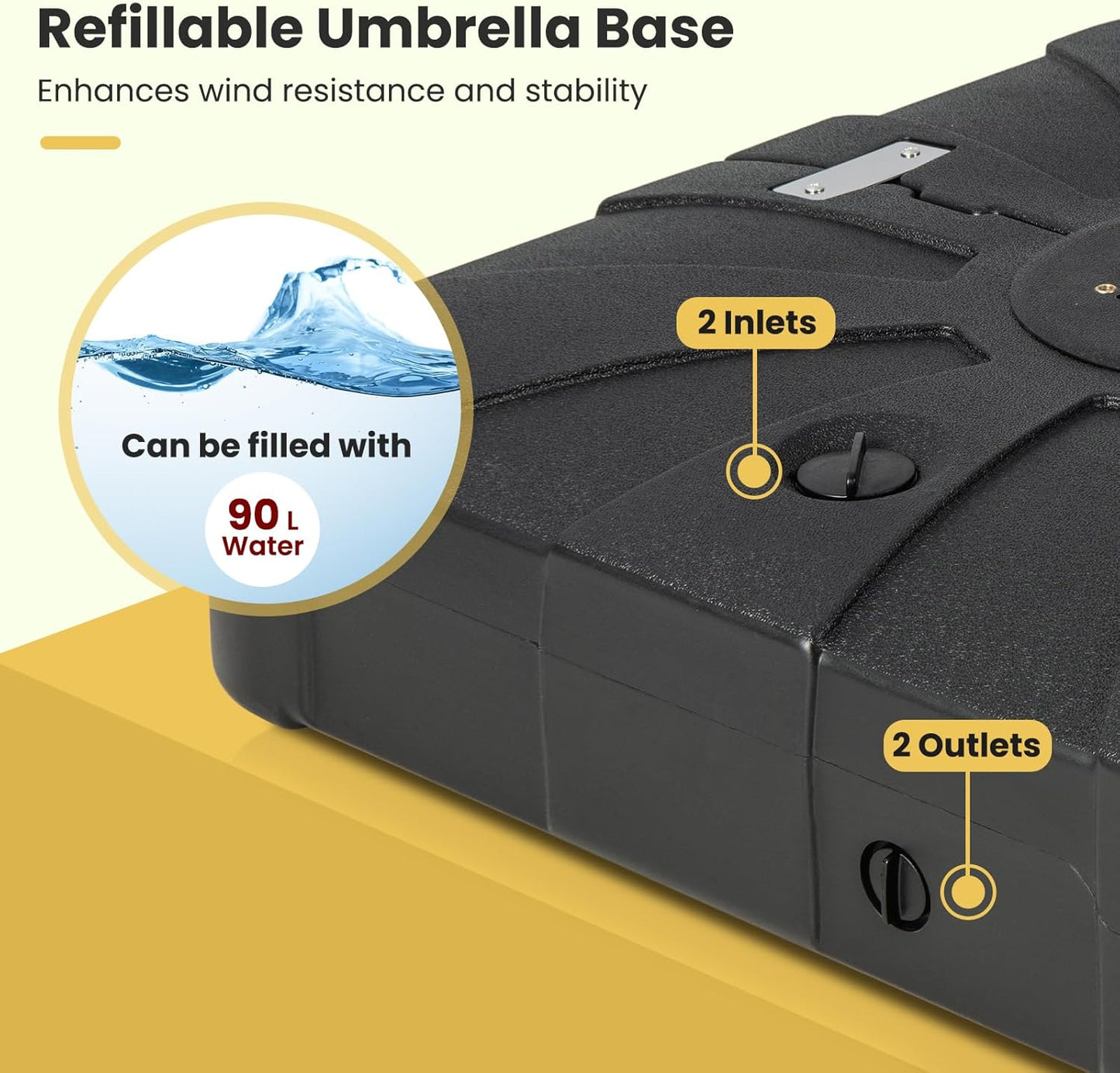 Giantex Cantilever Umbrella Base with Wheels, 200 lbs Water Filled Umbrella Stand for Offset Patio Umbrella, 33.5 inch Heavy Duty Square Offset Umbrella Holder for Deck Garden Poolside