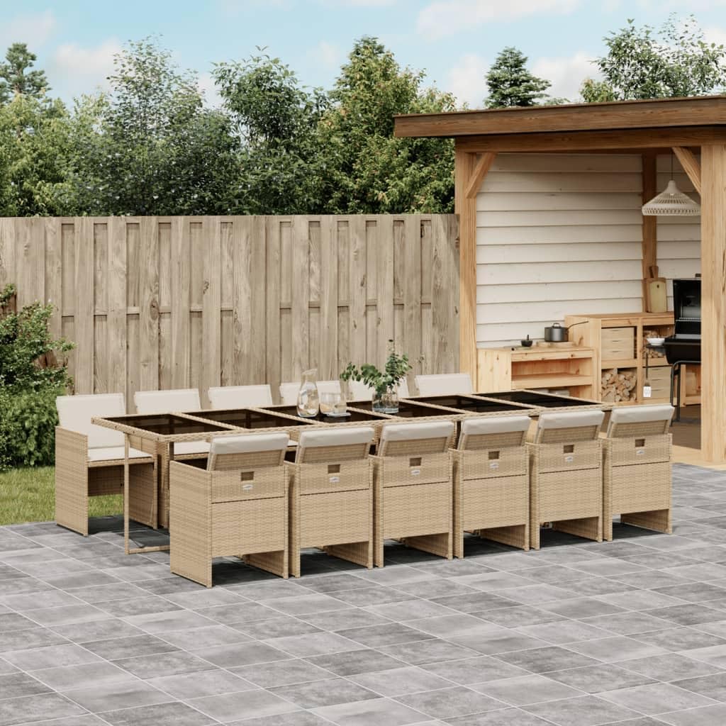 Patio Dining Set Set of 6 Beige PE Rattan 6-Seater Foldable Outdoor Furniture Patio Furniture for Terrace Outdoor
