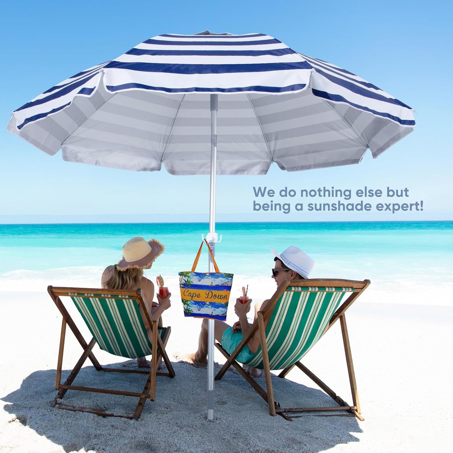 Tempera Heavy Duty High Wind Beach Umbrella with Sand Anchor & Carry Bag|Patio Outdoor Umbrella with Alumininm Frame, Sunshade Umbrella with Push Button Tilt, Ideal for Travel Garden Lawn Poolside Backyard, UPF 60+
