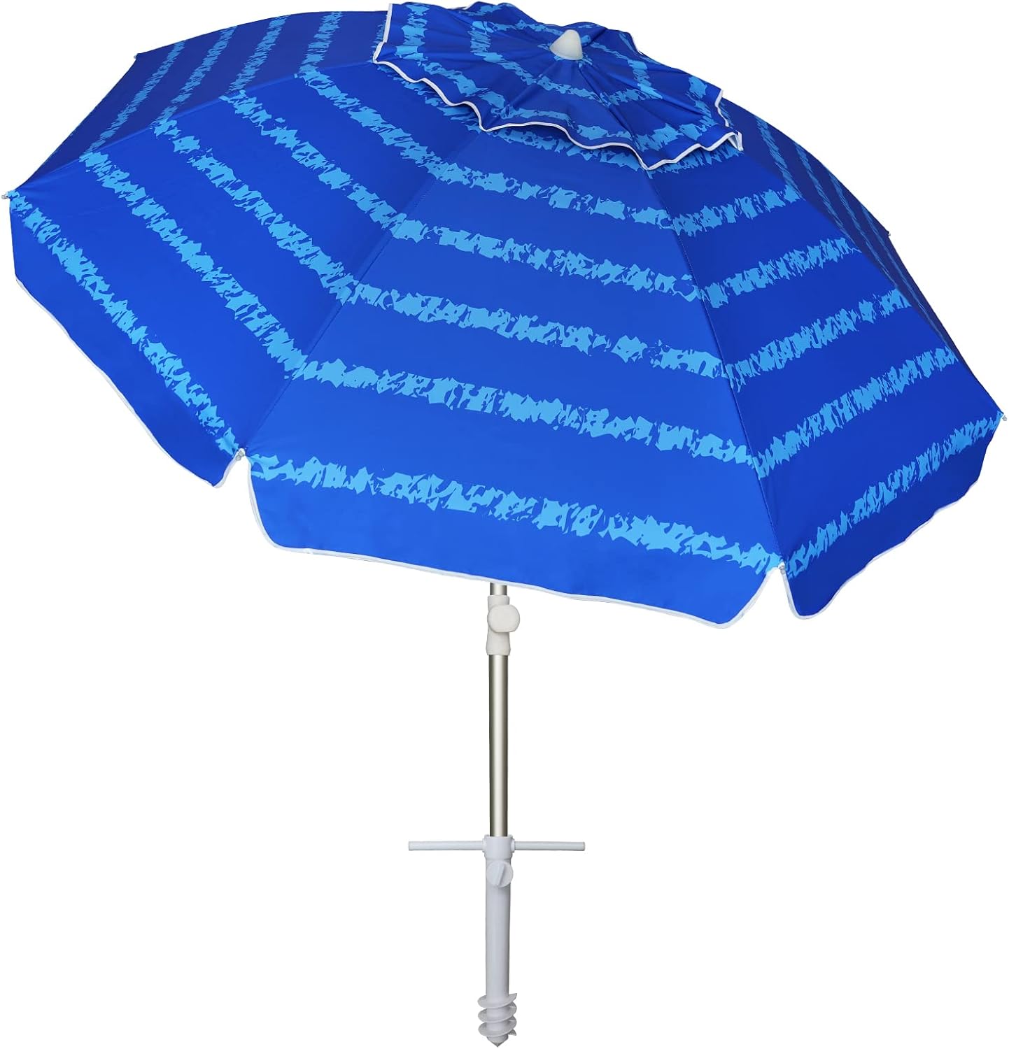 AMMSUN Beach Umbrellas for Sand Heavy Duty Wind Portable, 6.5ft Outdoor Umbrella with Sand Anchor and UV Protection, Parasols Includes Carry Bag for Beach, Patio, and Garden, Yellow Stripes