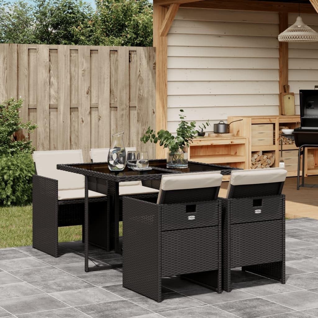 Patio Dining Set Set of 6 Beige PE Rattan 6-Seater Foldable Outdoor Furniture Patio Furniture for Terrace Outdoor