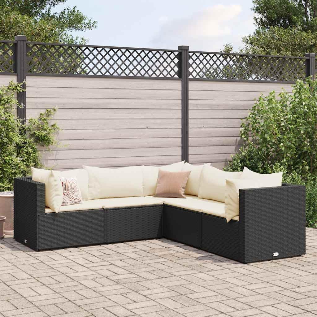 Patio Lounge Set Modern Outdoor Furniture PE Rattan with Green Cushions UV Resistant for Garden Balcony Terrace 6-Seater