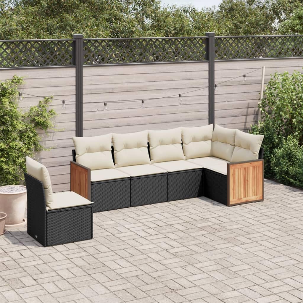Modular Garden Sofa Set Outdoor Patio Furniture PE Rattan with UV-Resistant Cushions Adjustable Feet for Balcony Sunroom Terrace 6-Seater Beige