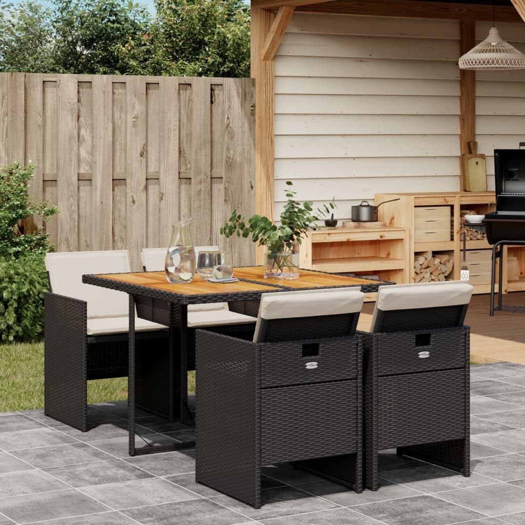 Patio Dining Set Set of 6 Beige PE Rattan 6-Seater Foldable Outdoor Furniture Patio Furniture for Terrace Outdoor