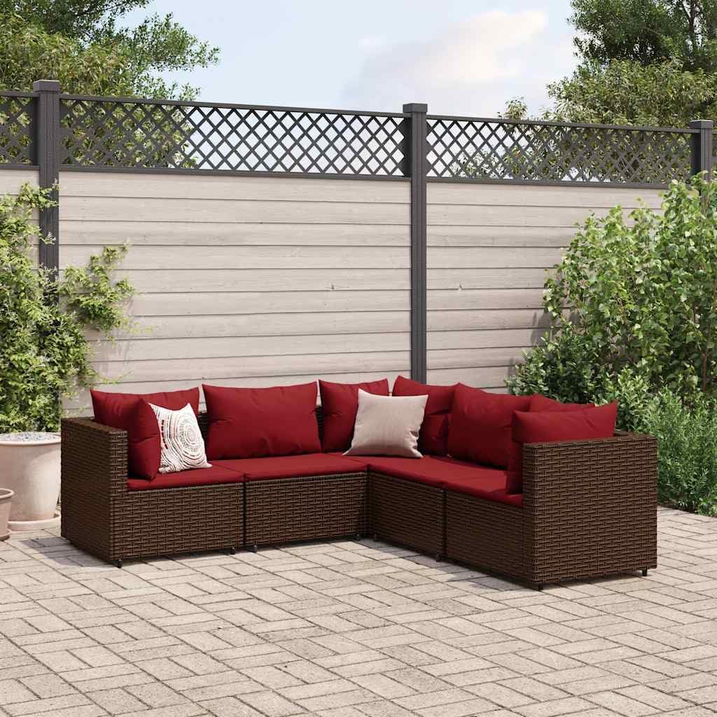 Patio Lounge Set Modern Outdoor Furniture PE Rattan with Green Cushions UV Resistant for Garden Balcony Terrace 6-Seater