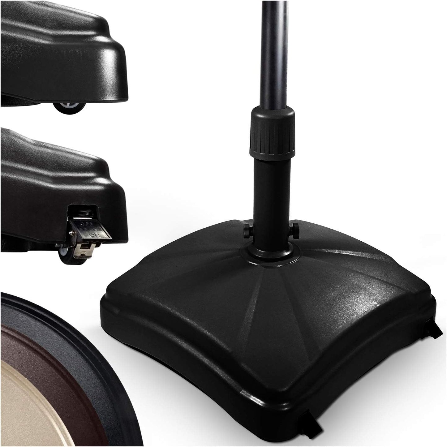 Outdoor Umbrella Stand w/ Easy Rolling Base (up to 125lb) Heavy Duty Universal Design for Weighted Commercial Patio & Deck Big Mobile Sun Shade w/ Hidden Wheels | Bronze, Black, Sandstone