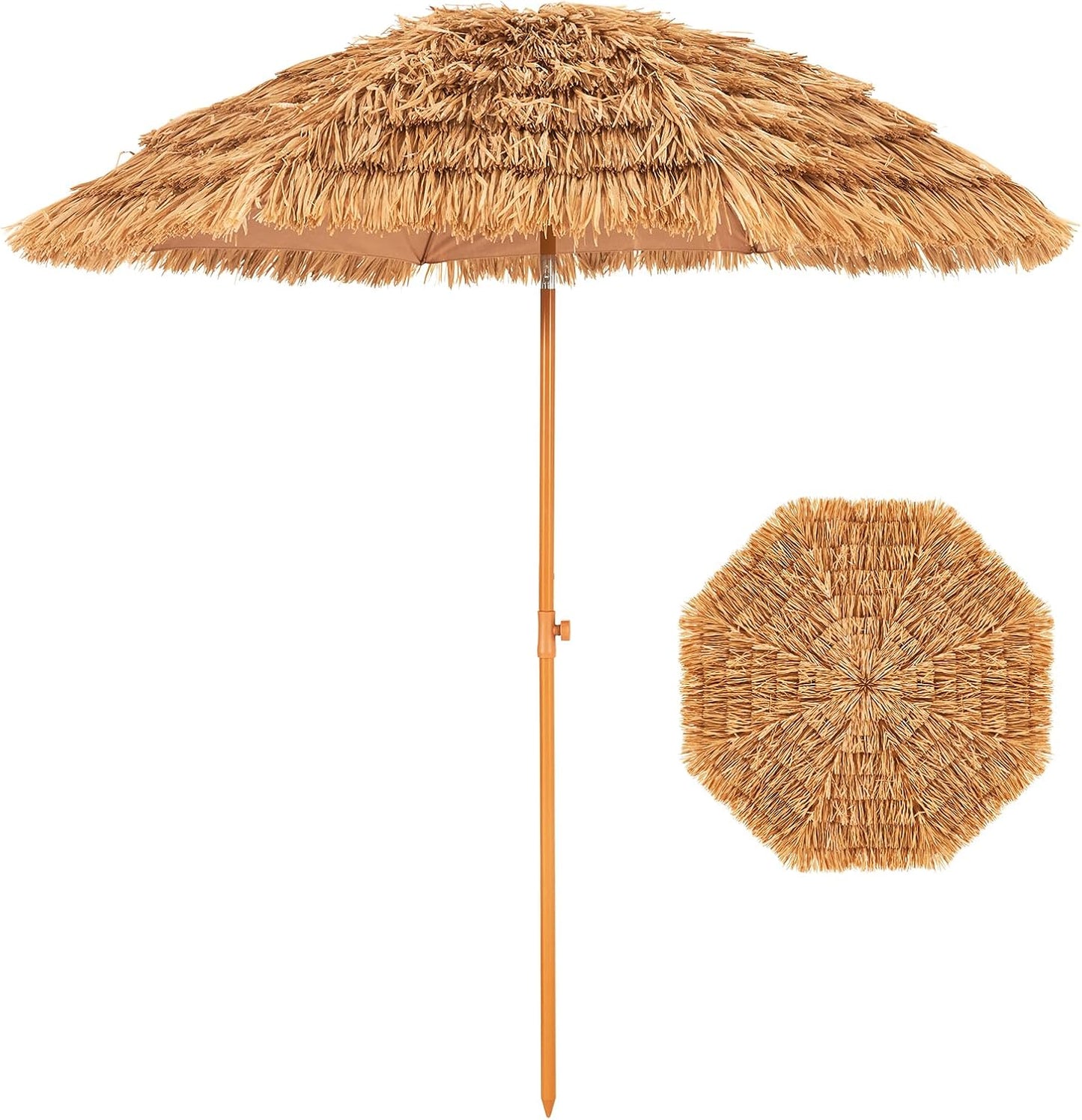 Aoxun 8FT Large Beach Umbrella with Heavy Duty Sand Anchor and Carry Bag, UPF 50+ Sun Shelter Air Vents Design for Outdoor Activities (Navy Blue & White)