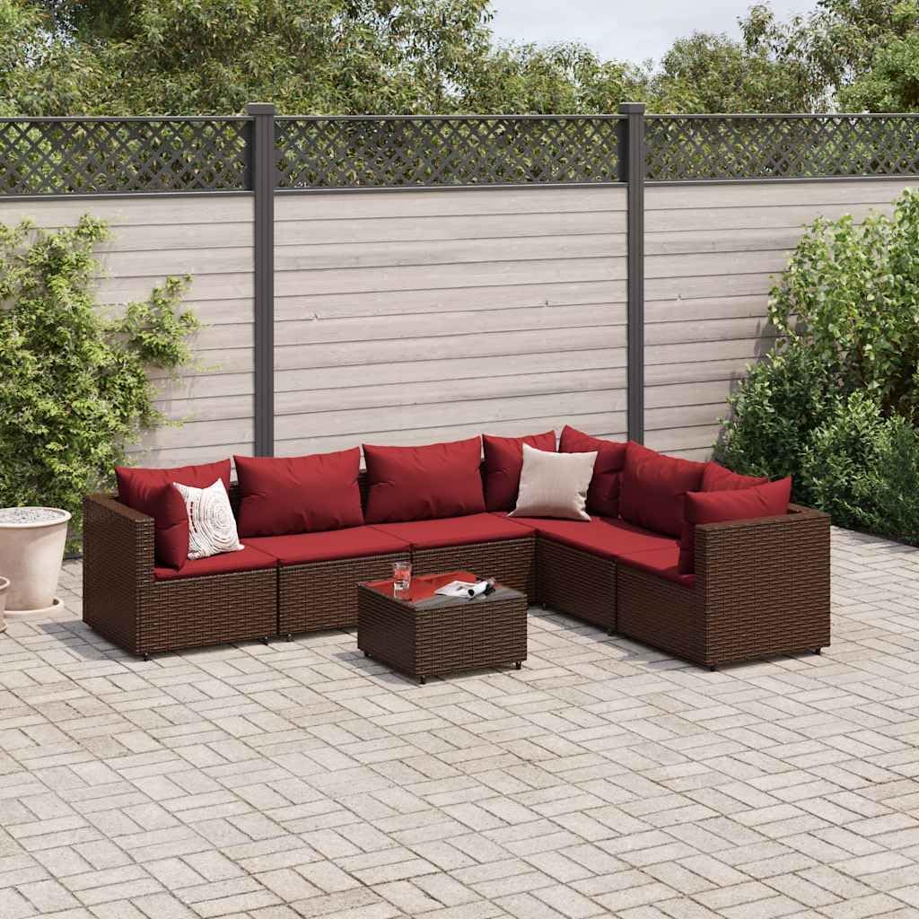 Patio Lounge Set Modern Outdoor Furniture PE Rattan with Green Cushions UV Resistant for Garden Balcony Terrace 6-Seater