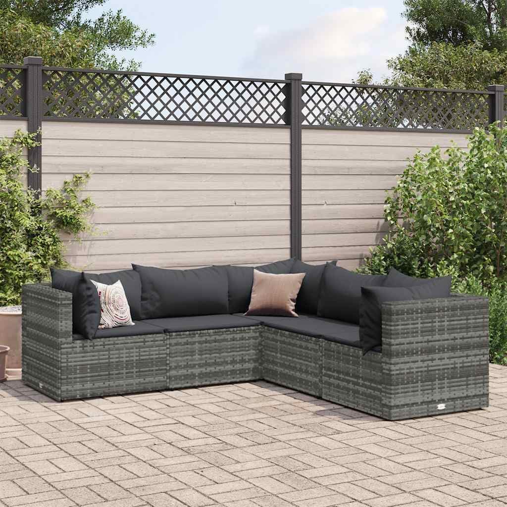 Patio Lounge Set Modern Outdoor Furniture PE Rattan with Green Cushions UV Resistant for Garden Balcony Terrace 6-Seater