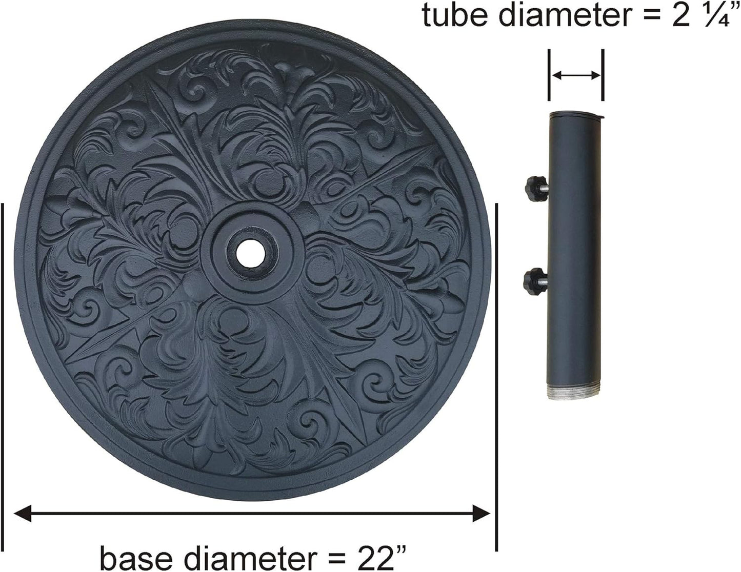 Umbrella Base Cast Iron with Black Powder Coating Weight 50 lbs