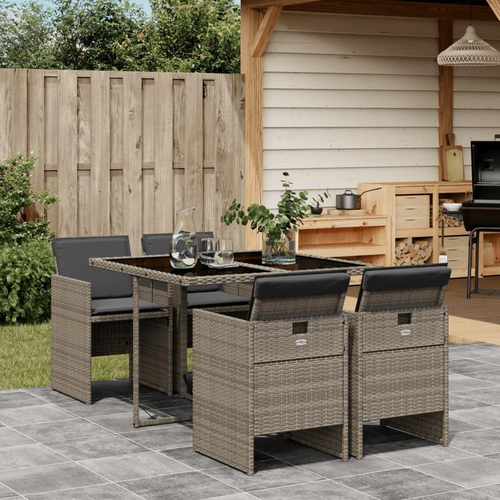 Patio Dining Set Set of 6 Beige PE Rattan 6-Seater Foldable Outdoor Furniture Patio Furniture for Terrace Outdoor
