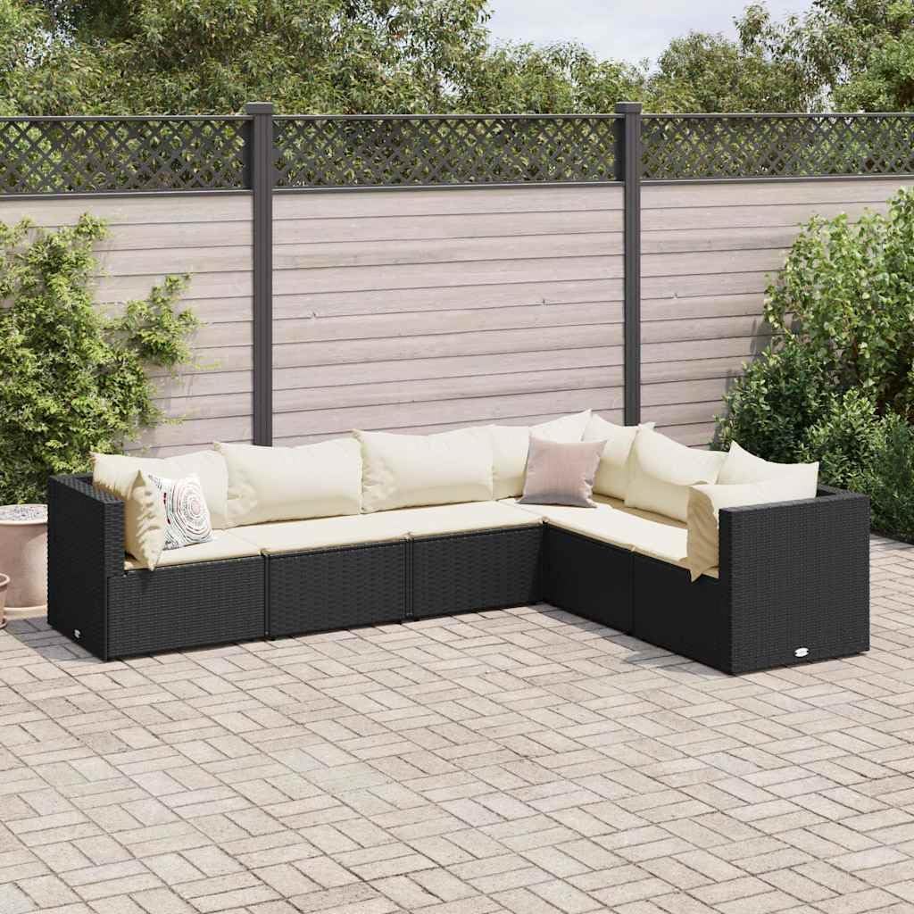 Patio Lounge Set Modern Outdoor Furniture PE Rattan with Green Cushions UV Resistant for Garden Balcony Terrace 6-Seater