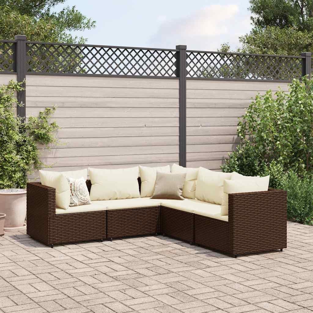 Patio Lounge Set Modern Outdoor Furniture PE Rattan with Green Cushions UV Resistant for Garden Balcony Terrace 6-Seater