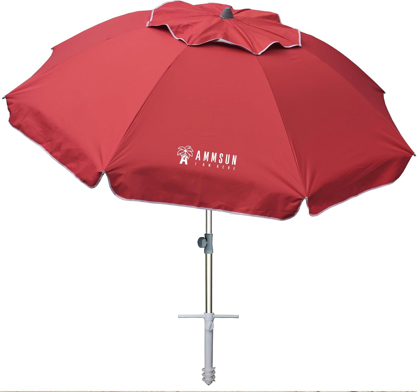 AMMSUN 7ft Heavy Duty High Wind Beach Umbrella Parasols with Sand Anchor Vent Tilt UV 50+ Sun Protection Portable Outdoor Sunshade Umbrellas Carry Bag for Patio Garden Pool Backyard Blue