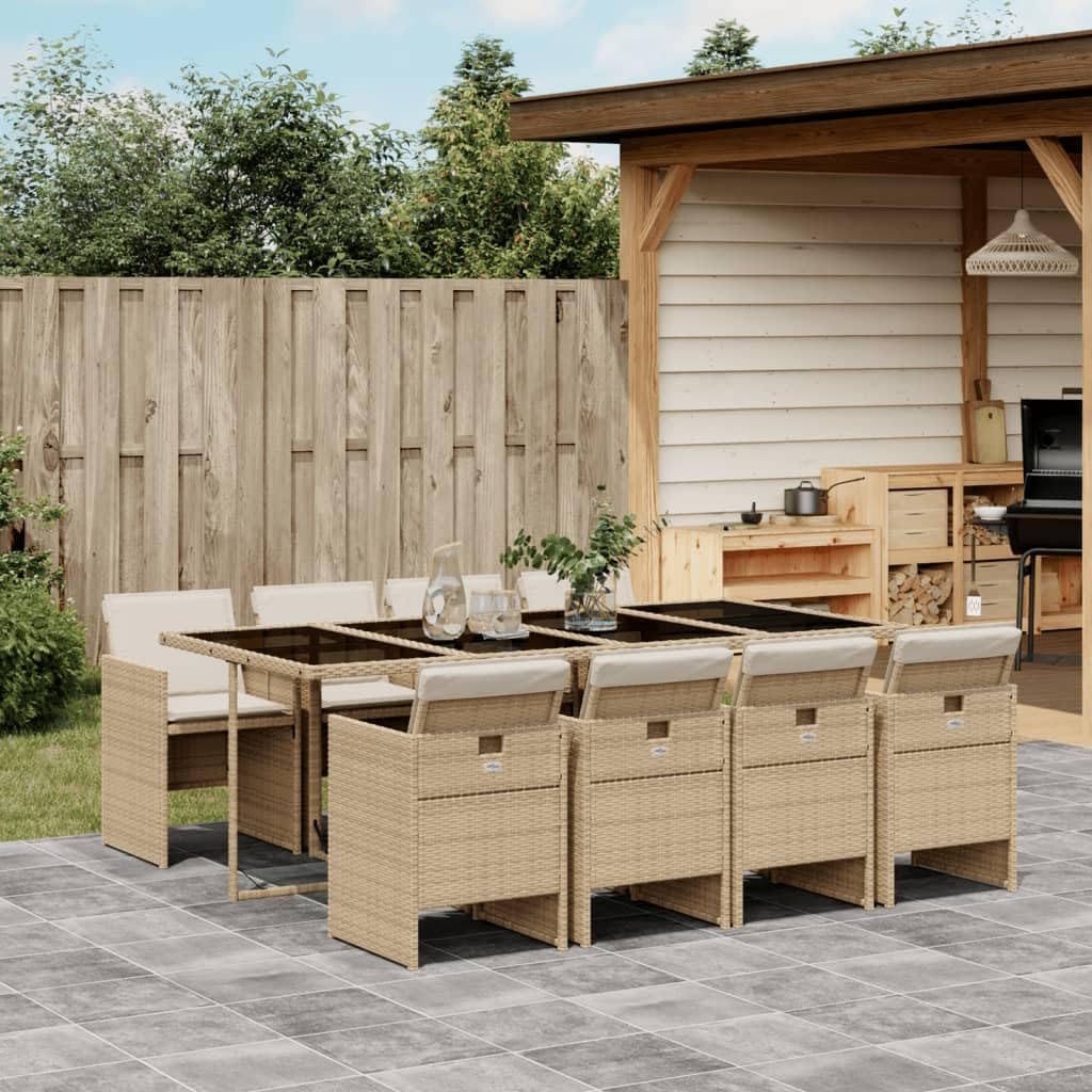 Patio Dining Set Set of 6 Beige PE Rattan 6-Seater Foldable Outdoor Furniture Patio Furniture for Terrace Outdoor