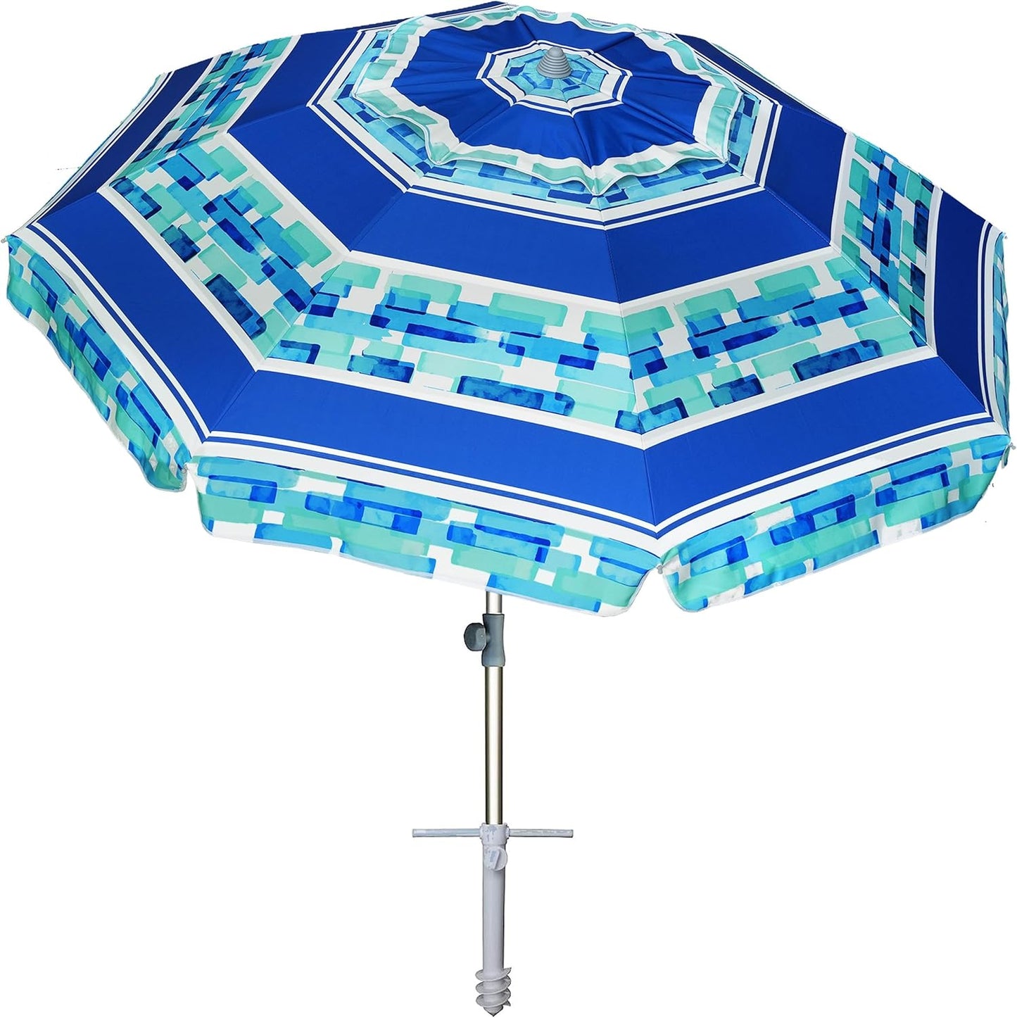 AMMSUN 7ft Heavy Duty High Wind Beach Umbrella Parasols with Sand Anchor Vent Tilt UV 50+ Sun Protection Portable Outdoor Sunshade Umbrellas Carry Bag for Patio Garden Pool Backyard Blue
