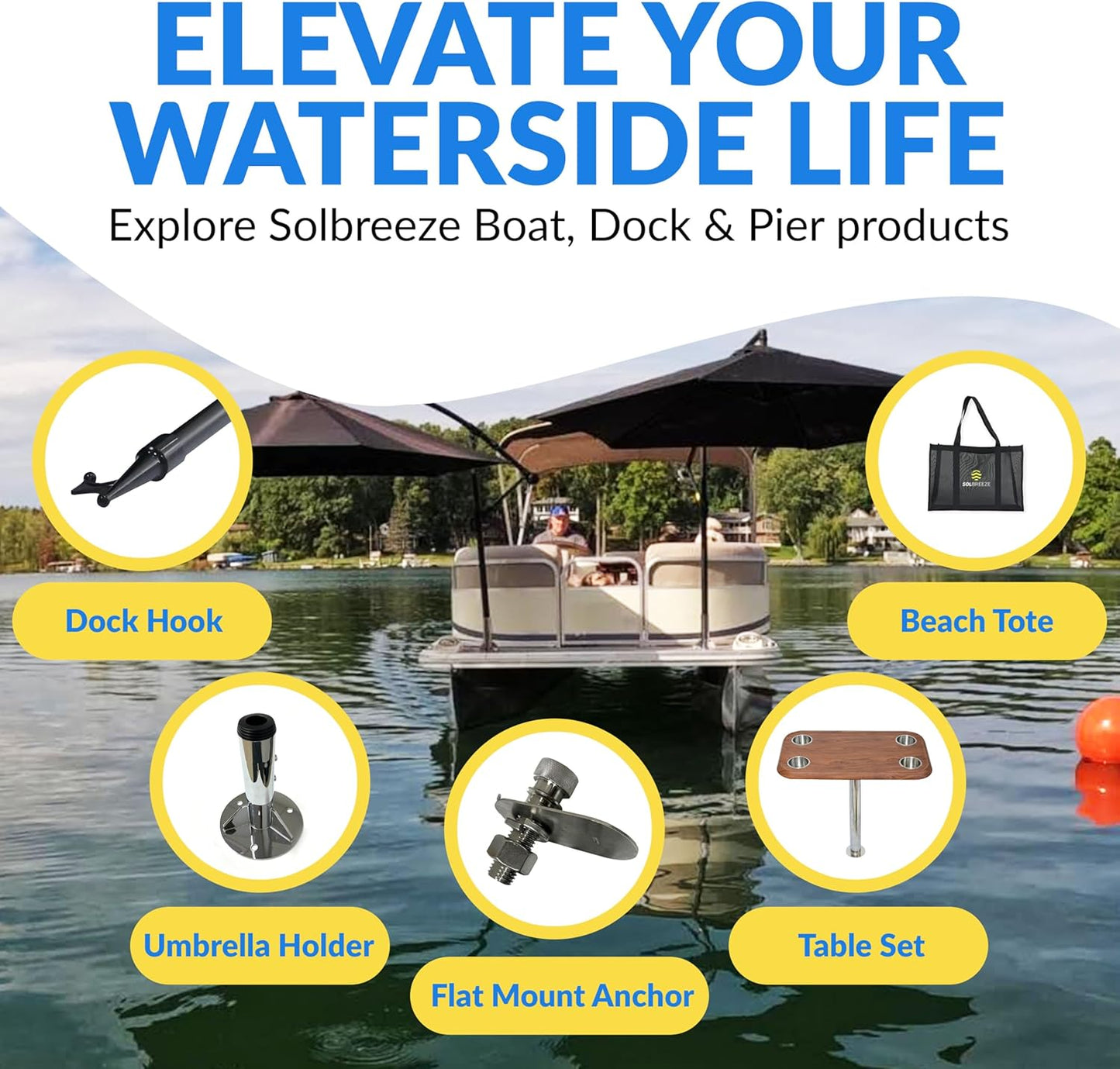 Space-Saving Breezelock™ Dock & Boat Flag/Umbrella Stand - Multi-Purpose Stainless Steel Outdoor Umbrella Stand with Anchoring System – Easy to Install on Any Surface and Supports 2,500 lbs