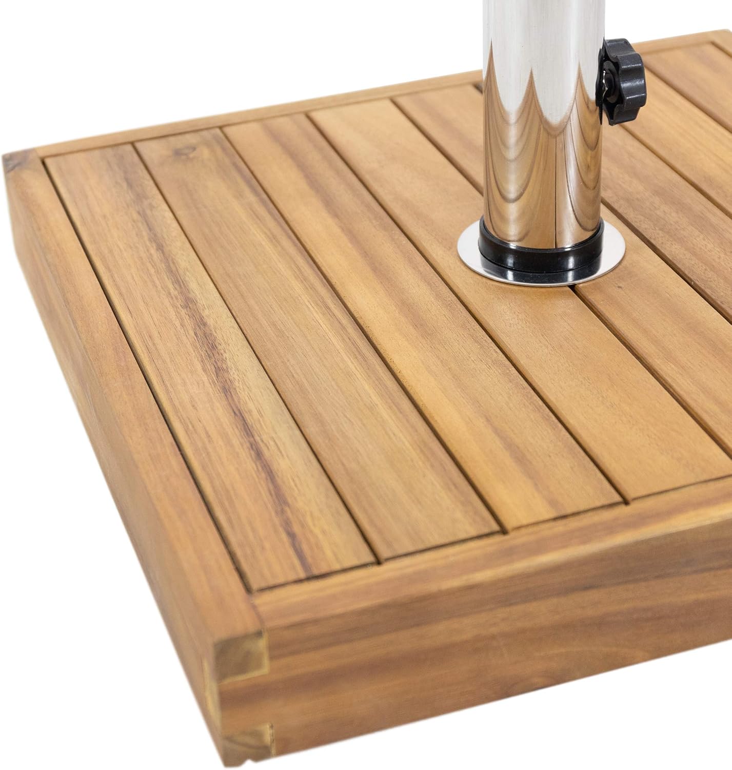 Christopher Knight Home Ralph Outdoor 49lb Square Umbrella Base - Acacia Wood and Stainless Steel - Teak