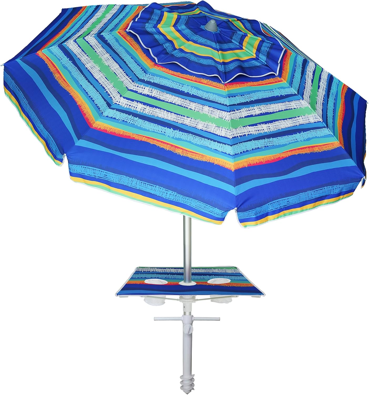 AMMSUN Beach Umbrellas for Sand Heavy Duty Wind Portable, 6.5ft Outdoor Umbrella with Sand Anchor and UV Protection, Parasols Includes Carry Bag for Beach, Patio, and Garden, Yellow Stripes