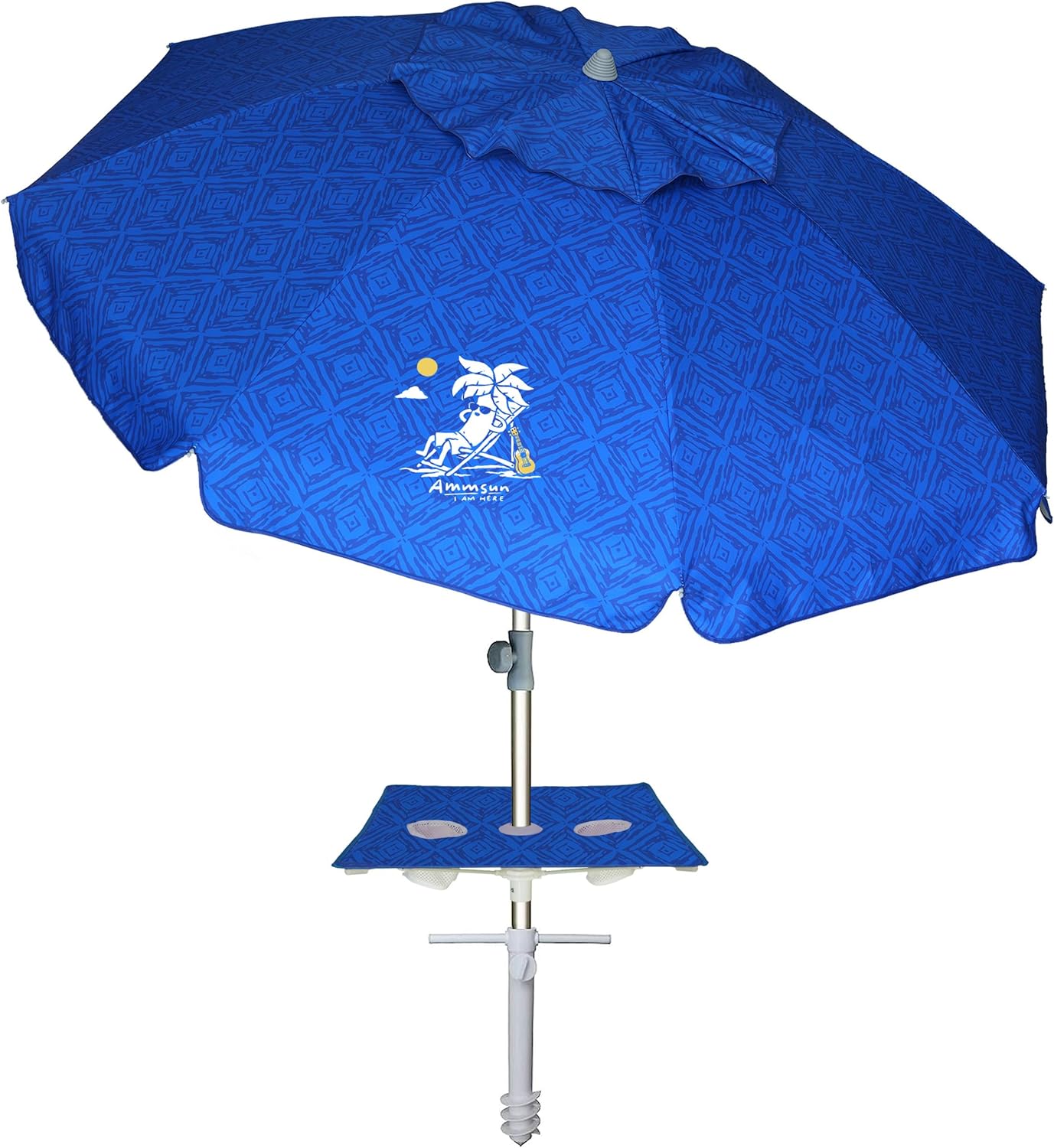 AMMSUN Beach Umbrellas for Sand Heavy Duty Wind Portable, 6.5ft Outdoor Umbrella with Sand Anchor and UV Protection, Parasols Includes Carry Bag for Beach, Patio, and Garden, Yellow Stripes