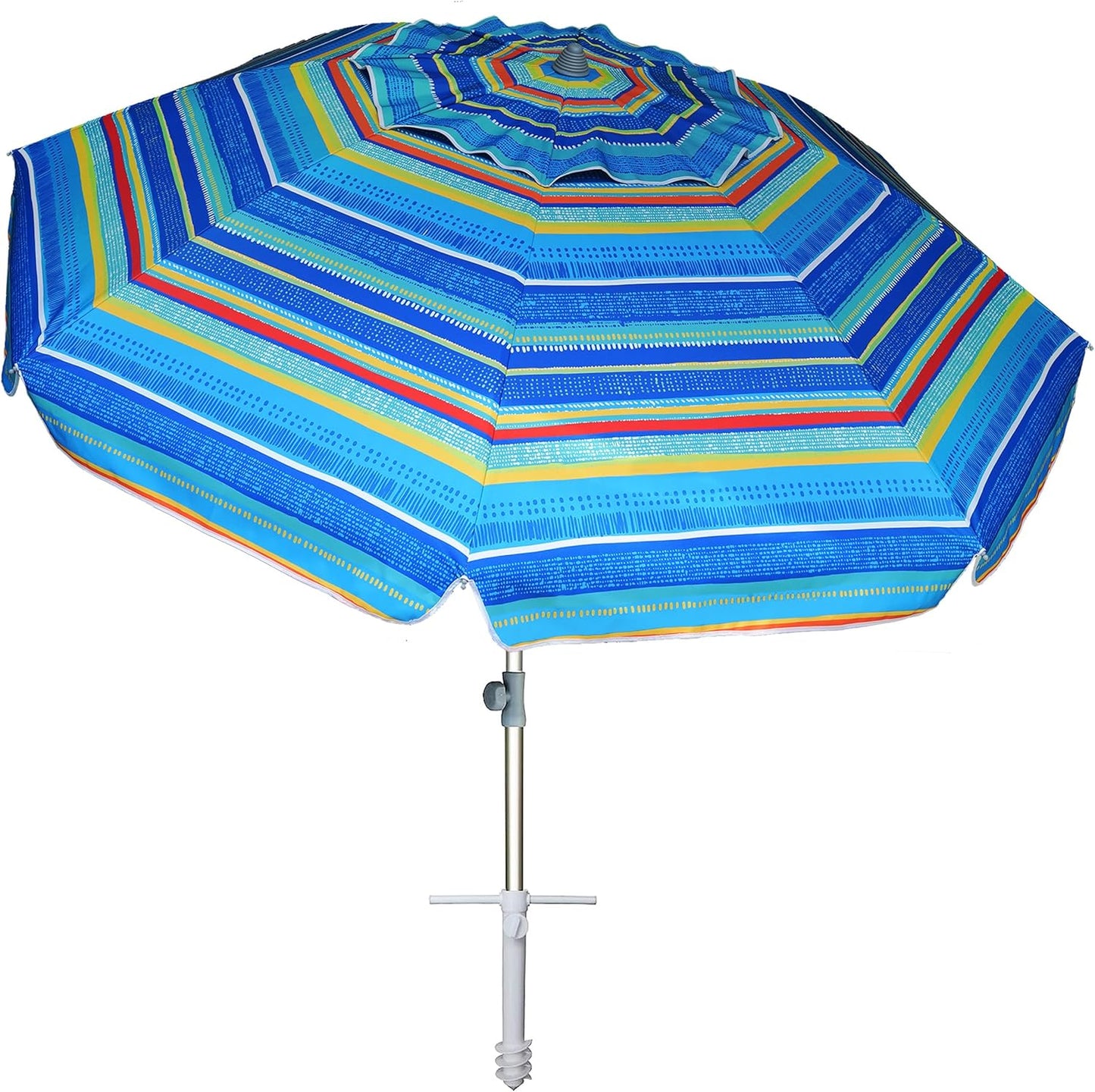 AMMSUN 7ft Heavy Duty High Wind Beach Umbrella Parasols with Sand Anchor Vent Tilt UV 50+ Sun Protection Portable Outdoor Sunshade Umbrellas Carry Bag for Patio Garden Pool Backyard Blue