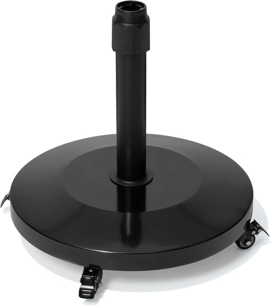 Patio Umbrella Base with 4 Wheels, 55lbs Round Heavy Duty Concrete Stand for Outdoor Market Umbrella, Black