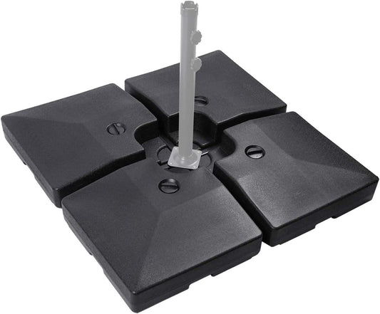 Sunnyglade 4pcs 200LB Square Patio Umbrella Base Water Filled Umbrella Stand Suitable for All Kinds Of Cross Tiles (Black)