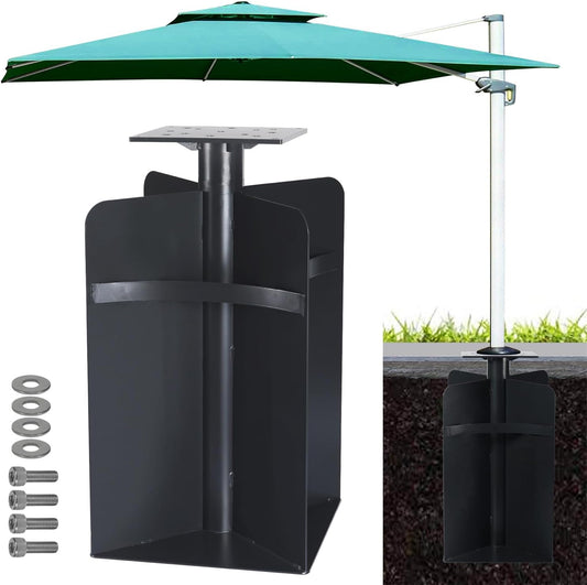 In-ground Umbrella Base for Offset Cantilever Umbrellas, Stainless Steels Outdoor Umbrella Base, Upright Outdoor Umbrella Holder