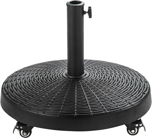 C-Hopetree 51 lb Heavy Duty Round Base Stand with Rolling Wheels for Outdoor Patio Market Table Umbrella, Black