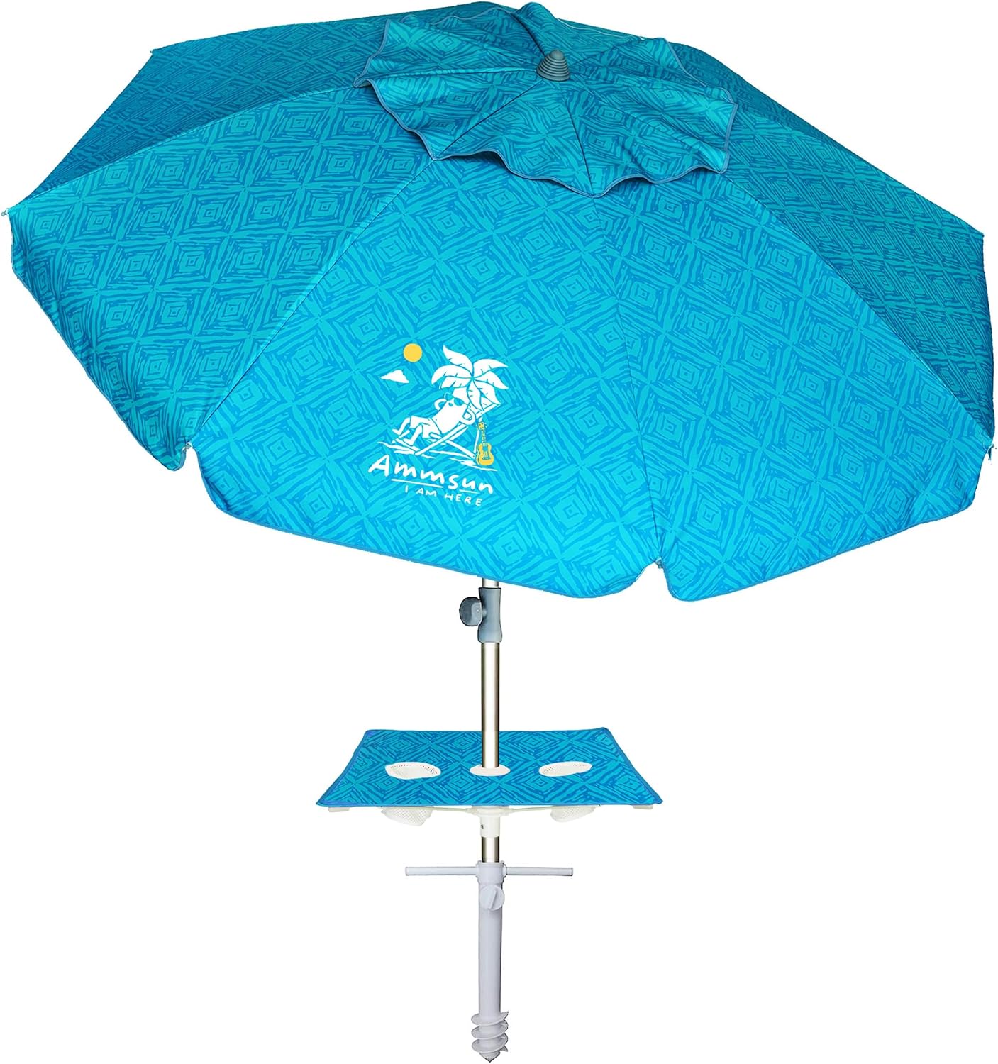 AMMSUN Beach Umbrellas for Sand Heavy Duty Wind Portable, 6.5ft Outdoor Umbrella with Sand Anchor and UV Protection, Parasols Includes Carry Bag for Beach, Patio, and Garden, Yellow Stripes