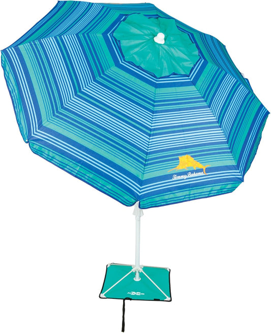 Tommy Bahama ANCHORX Adjustable Beach Umbrella Base System with Sand Anchor and Carrying Bag, SPF 50+ Protection Portable Outdoor Market Umbrella