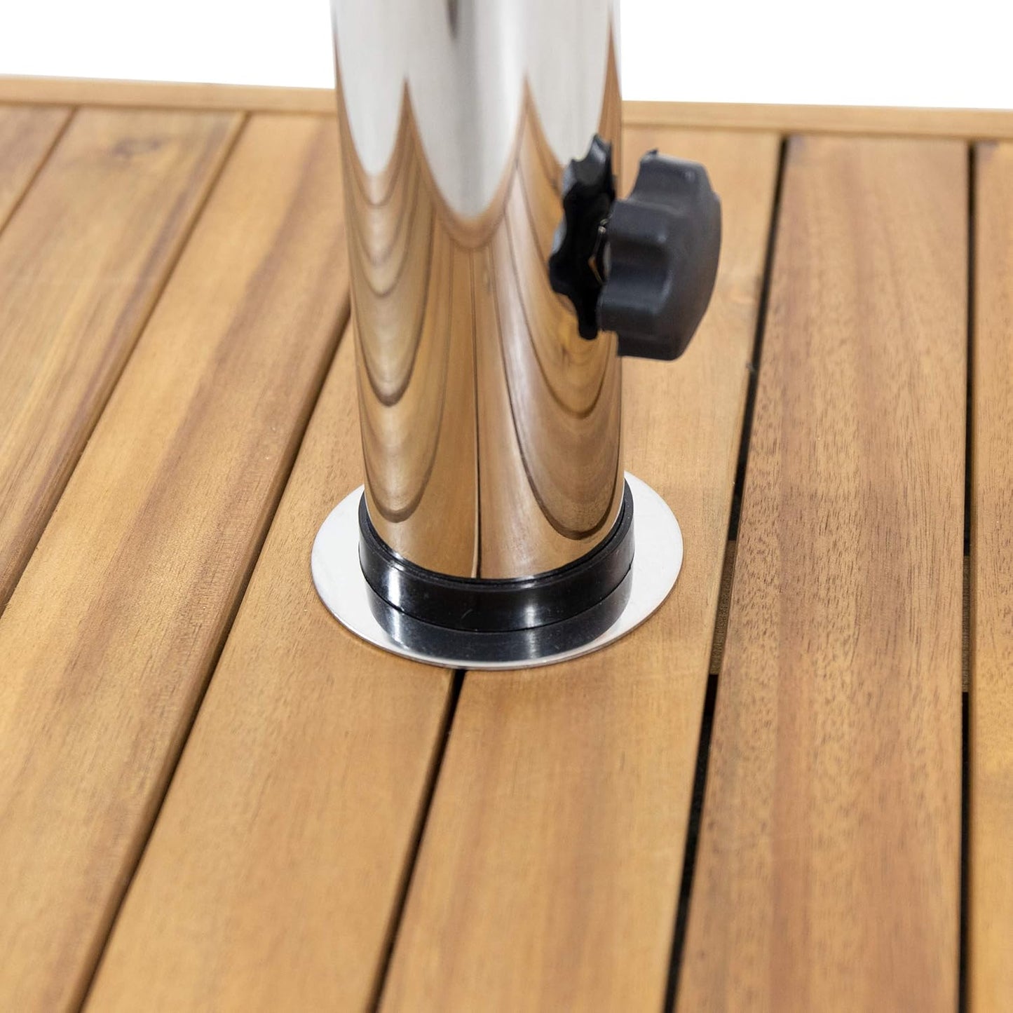 Christopher Knight Home Ralph Outdoor 49lb Square Umbrella Base - Acacia Wood and Stainless Steel - Teak